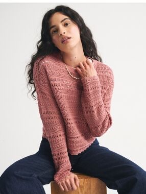 Abercrombie Textural Open-stitch Crew Sweater
